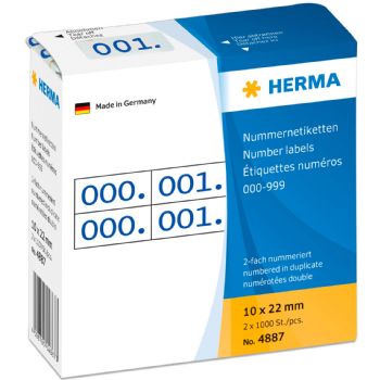 Herma etiket numre 0-999 blå/hvid