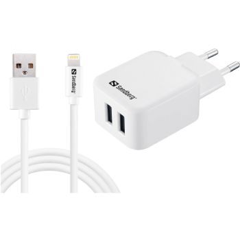 Sandberg 2,4A USB lightning kabel hvid