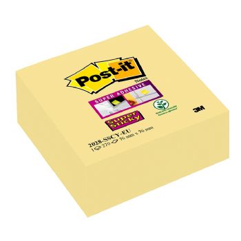 Post-it Kubus 2028S Super Sticky gul 76x76mm Blok a 270 blade