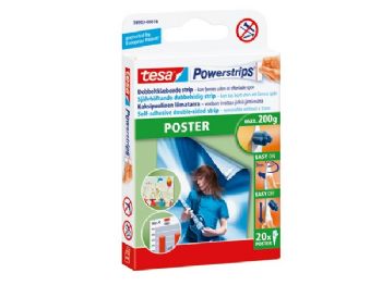 Tesa dobbeltklæbende PowerStrips 58003 poster, æske m/20 stk