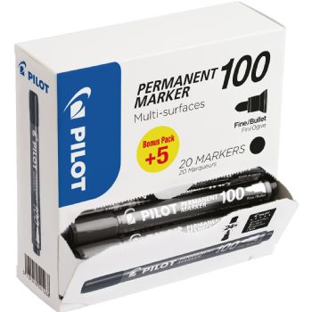 Pilot 100 permanent marker sort 20stk