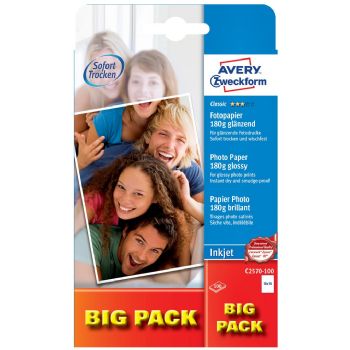 Avery Glossy fotokort 10x15cm 180g hvid 100ark