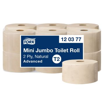 Tork 120377 Advanced Mini Jumbo toiletpapir 2-lags T2 natur 12rl