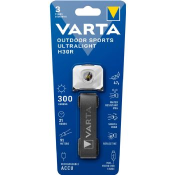 Varta Outdoor Sports Ultralight H30R pandelampe hvid