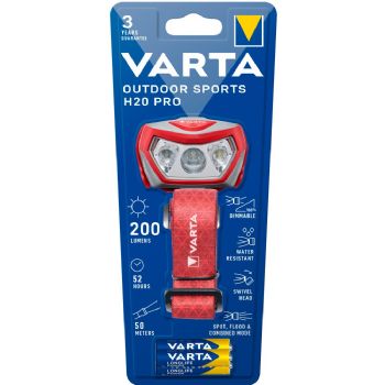 Varta Outdoor Sports H20 Pro pandelampe rød