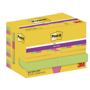 Post-it Super Sticky notes 47,6x47,6mm Carnival 12stk