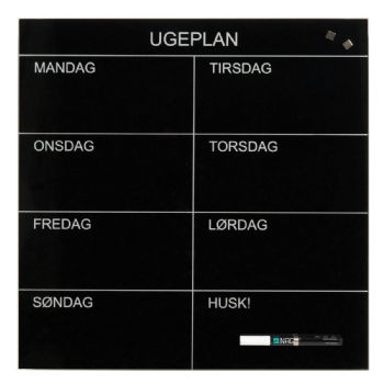 NAGA magnetisk glas ugetavle dansk 45x45cm sort