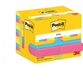 Post-it notes Energetic 38x51mm blå, grøn, gul, lyserød 12stk