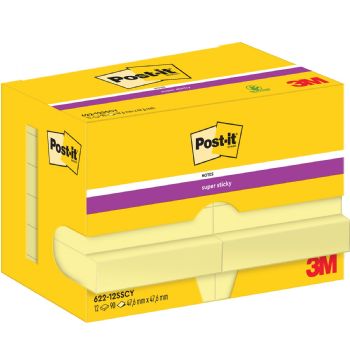 Post-it Super Sticky notes 47,6x47,6mm gul 12stk