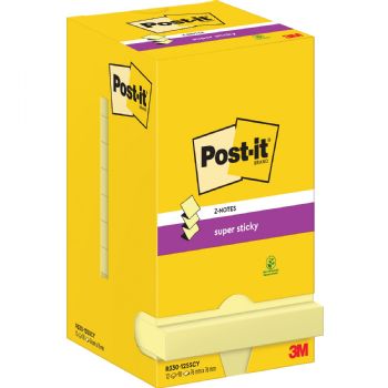 Post-it Super Sticky z-notes 76x76mm gul 12stk