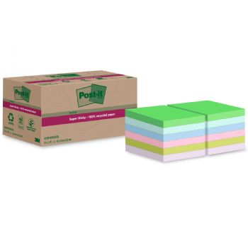 Post-it SS Recycled notes 47,6x47,6mm assorteret 12stk