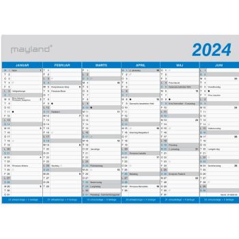 Mayland 2024 24059000 klassisk vægkalender A4 lyseblå