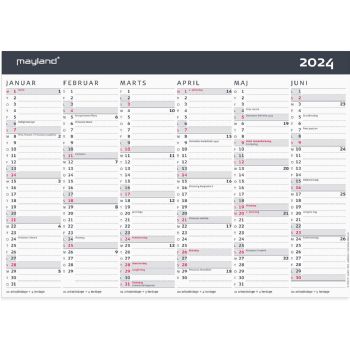 Mayland 2024 24059050 moderne vægkalender A4 21x29,6cm