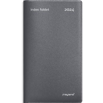 Mayland 2024 24081000 foldet indexkalender 17x9,5cm mørkegrå