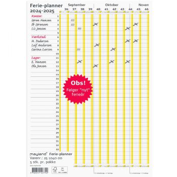 Mayland 2025 25104000 Ferie Planner vægkalender 30x100cm