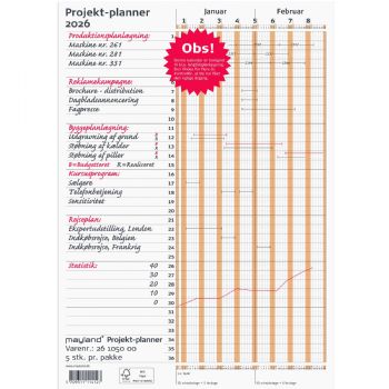 Mayland 2026 26105000 Projekt Planner vægkalender 30x80cm