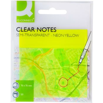 Q-connect semitransparente notes 76x76mm neongul