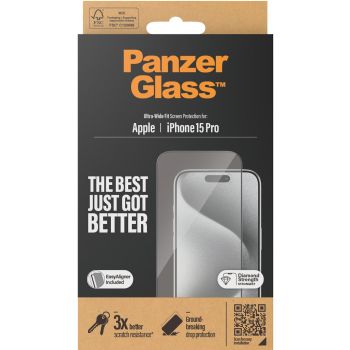 PanzerGlass Ultra-Wide Fit beskyttelsesglas t/iPhone 15 Pro