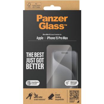 PanzerGlass Ultra-Wide Fit beskyttelsesglas t/iPhone 15 Pro Max