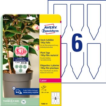 Avery planteskilt 128x47mm hvid