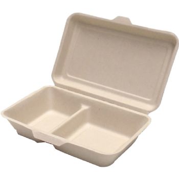 WhiteLabel Bagasse burgerboks m/2 rum 240x160x60mm 125stk