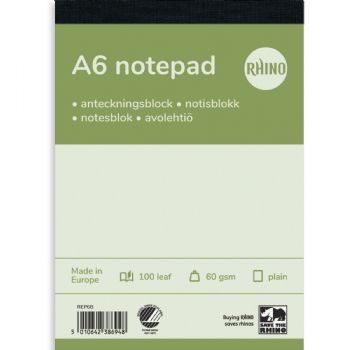 Rhino telefonblok 60g hvid A6 ulinjeret