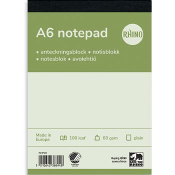 Rhino telefonblok 60g hvid A6 ulinjeret