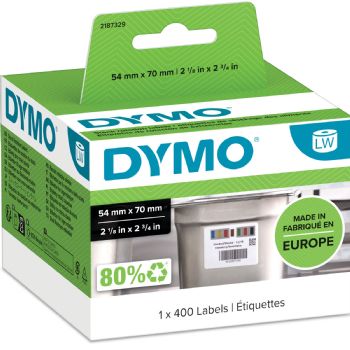 Dymo lagerrotationsetiketter 54x70mm hvid 400stk