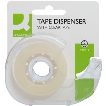 Q-connect tape m/dispenser 19mmx10m klar