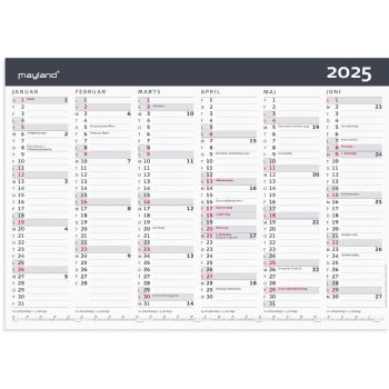 Mayland 2025 25063100 moderne vægkalender A3 29,6x42cm