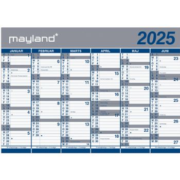 Mayland 2025 25064000 2x6mdr. vægkalender 70x100cm