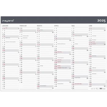 Mayland 2025 25064200 moderne vægkalender 2x6mdr. 70x100cm