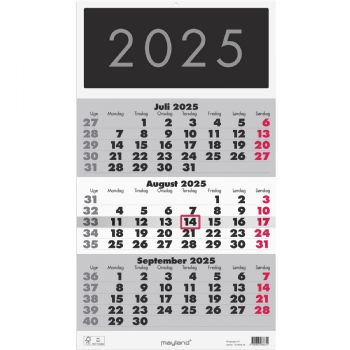 Mayland 2025 25066640 Triplanner vægkalender 28,5x50cm