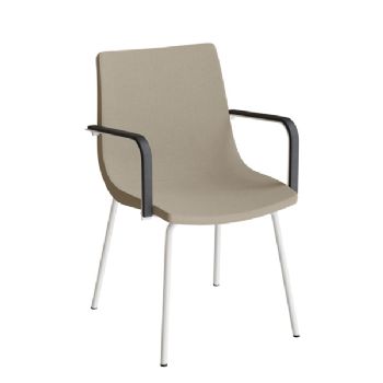 Stol Colt 10012 Med armlæn, beige tekstil, hvidt stel