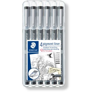 Staedtler Pigment Liner sampak med 6 finelinere