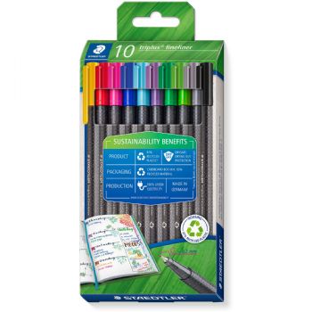 Staedtler Triplus fineliner 334 0,3mm flerfarvet 10stk