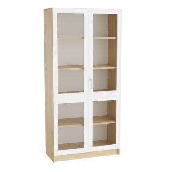 Mora Højskab med glasdøre 2100x1000x470mm hvid laminat