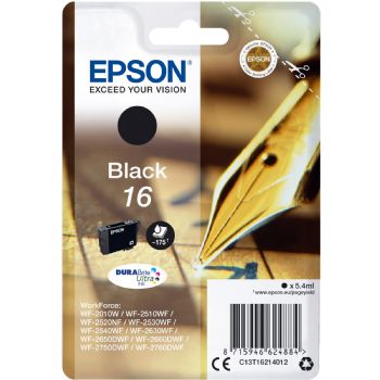 Epson 16 C13T16214012 sort blækpatron, 175 sider