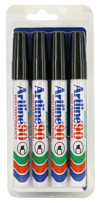 Marker Artline 90 sort 4-Blister