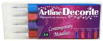 Artline Decorite Flat metallic 4-sæt