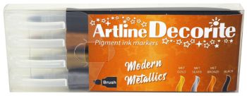 Artline Decorite brush Modern metallic 4-sæt