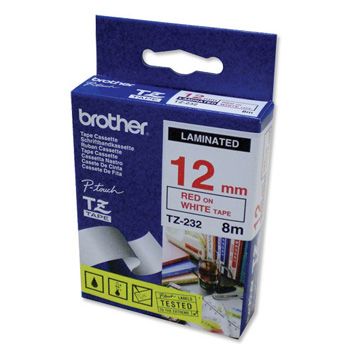 Brother TZe tape 12mmx8m red/white