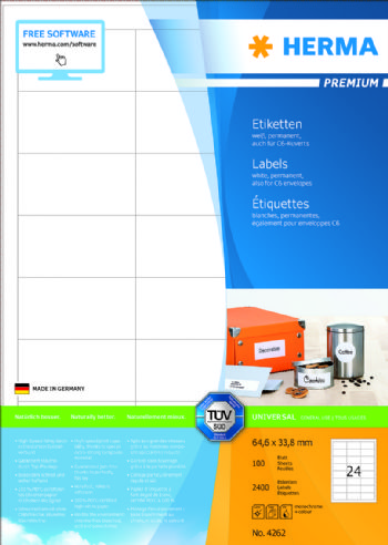 Herma etiket Premium A4 100 64,6x33,8 (2400)