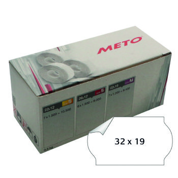 Meto etiket aftag 32x19 hvid (5rl/1000)