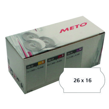 Meto etiket perm 26x16 hvid (6rl/1200)