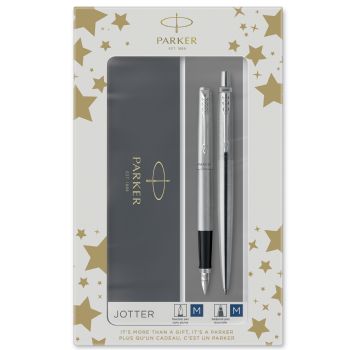 Parker Duosæt Jotter 77% recycled CT kuglepen+fyldepen sølv