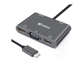 USB-C Dock 2xHDMI+1xVGA+USB+PD