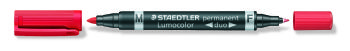 Marker Lumocolor Duo Perm 0,6-1,5mm rød