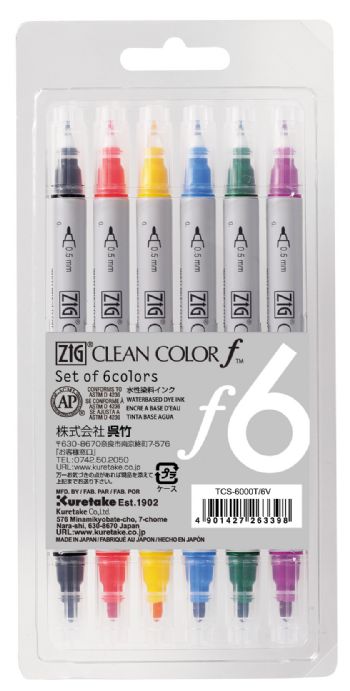 ZIG Clean Color f - Sæt m.6 farver