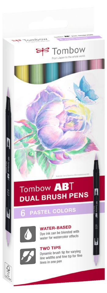 Marker Tombow ABT Dual Brush 6C-2 Pastel carton (6)